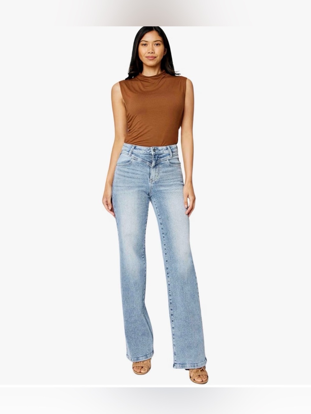 Judy Blue Women's High Waist Front Yoke Retro Wide Leg Jeans